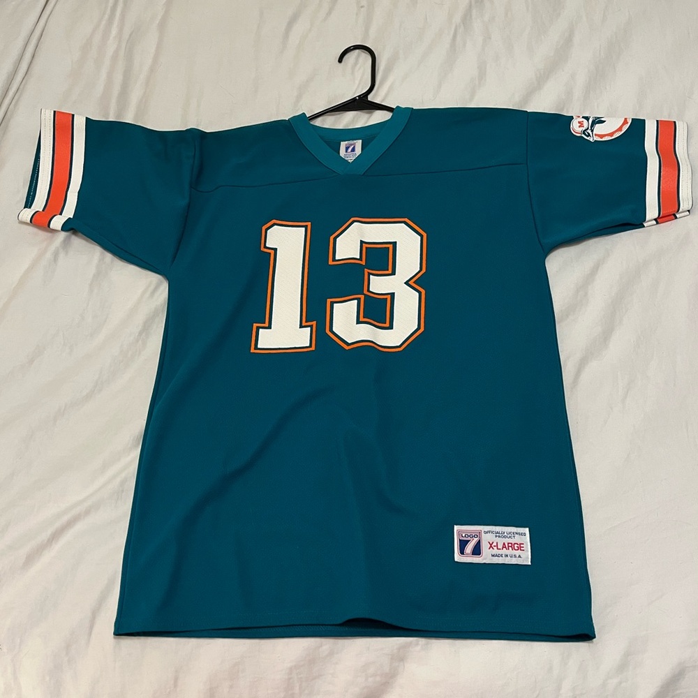 Vintage Logo 7 Dan Marino, Miami Dolphins, NFL throwback jersey XL